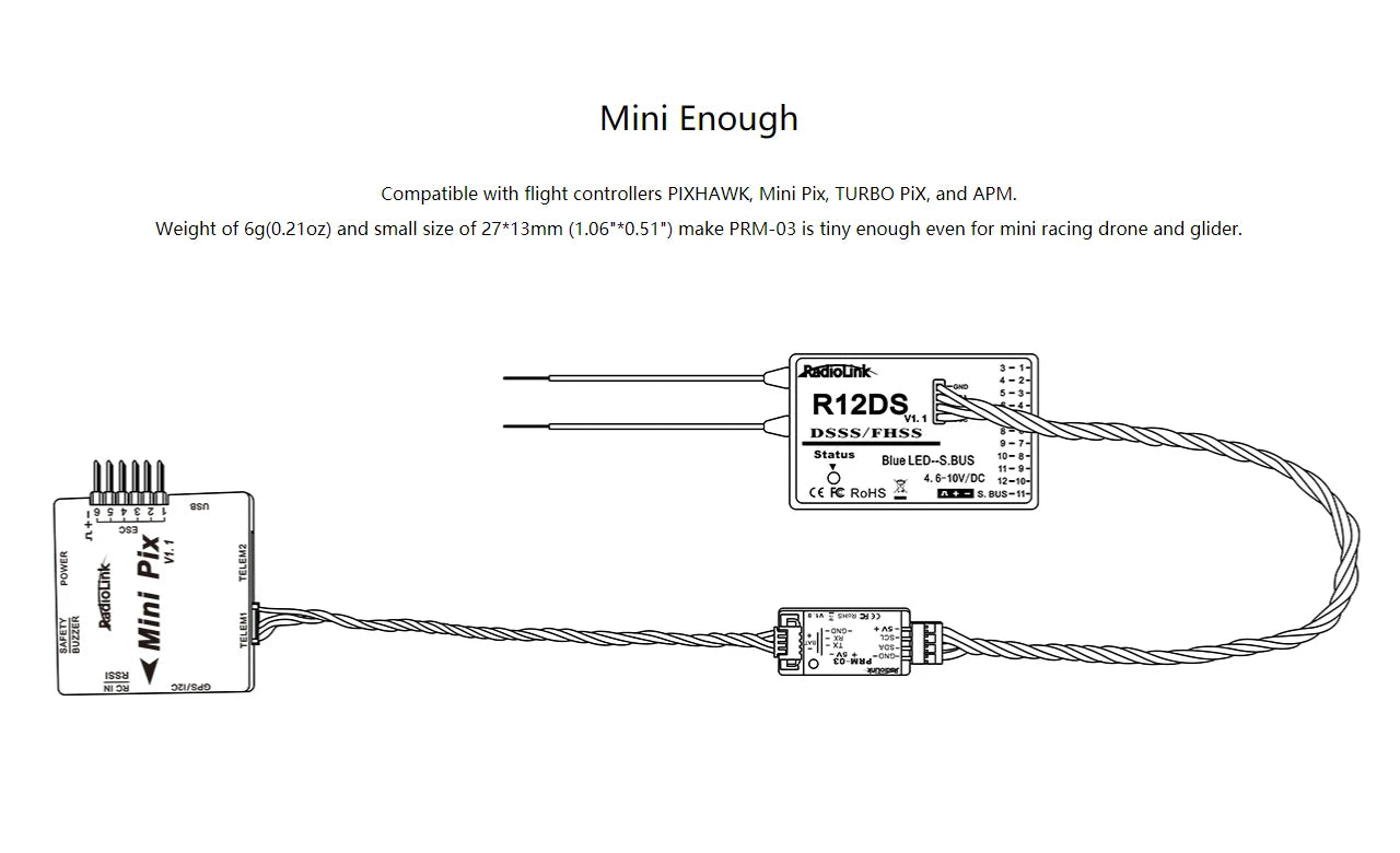 Mini Enough Compatible with flight controllers PIXHAWK, Mini Pix;