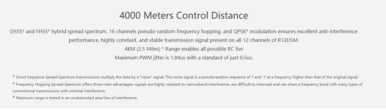 4000 Meters Control Distance DSSS* and FHSS* hybrid spread spectrum 