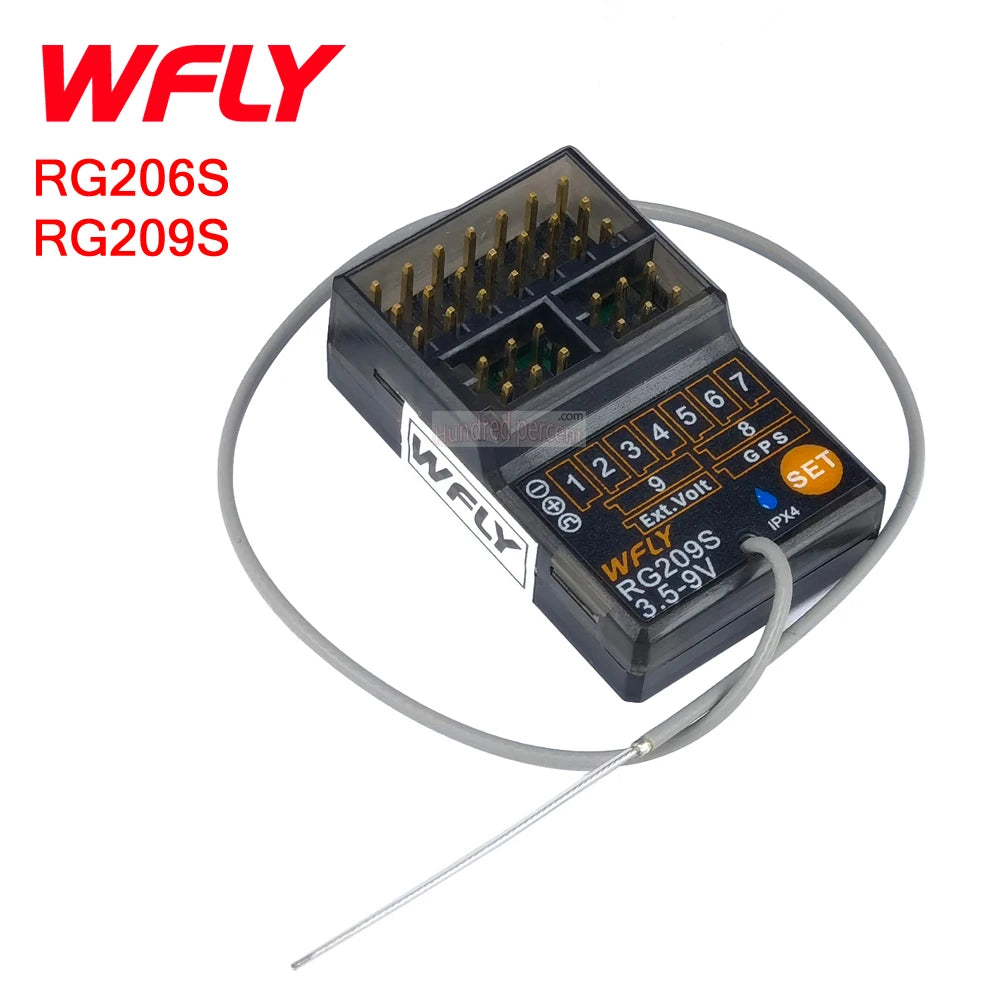 جهاز استقبال WFLY RC RG209S RG206S-صغير RX RC 9CH PWM لجهاز إرسال 6CH X9 RC راديو SG01 وحدة GPS RC قوارب السيارات الدبابات الروبوت 8 Resolution: Full channel 4096 Temperature:-10°C-+60°C External voltage