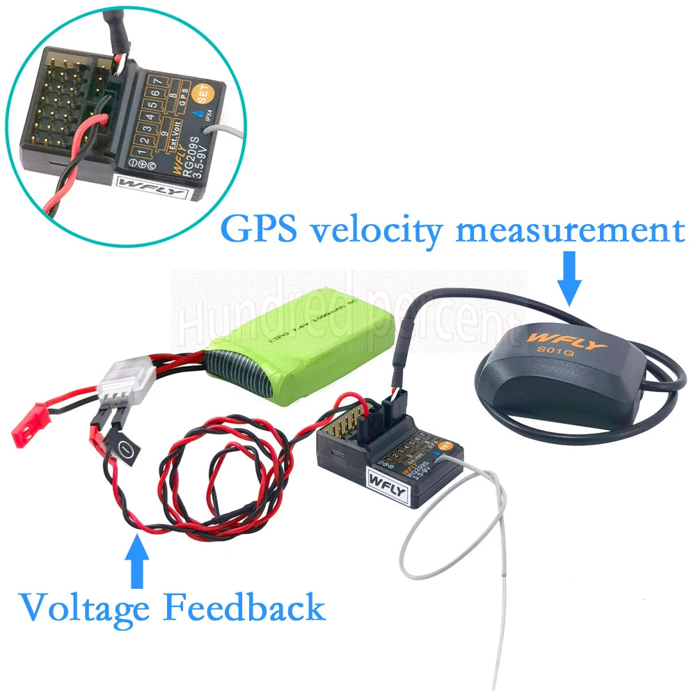 جهاز استقبال WFLY RC RG209S RG206S-صغير RX RC 9CH PWM لجهاز إرسال 6CH X9 RC راديو SG01 وحدة GPS RC قوارب السيارات الدبابات الروبوت 9 83 0i 0 GPS velocity measurement Voltage Feedback MFLr 50ta