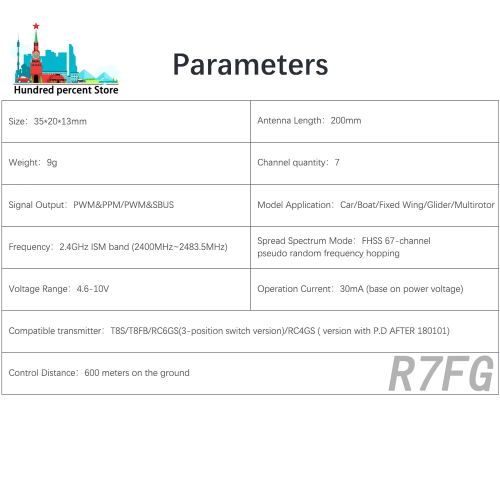 Radiolink 2.4GHz 6CH Receiver, FHSS 67-channel Frequency: 24GHz ISM band (2400MHz