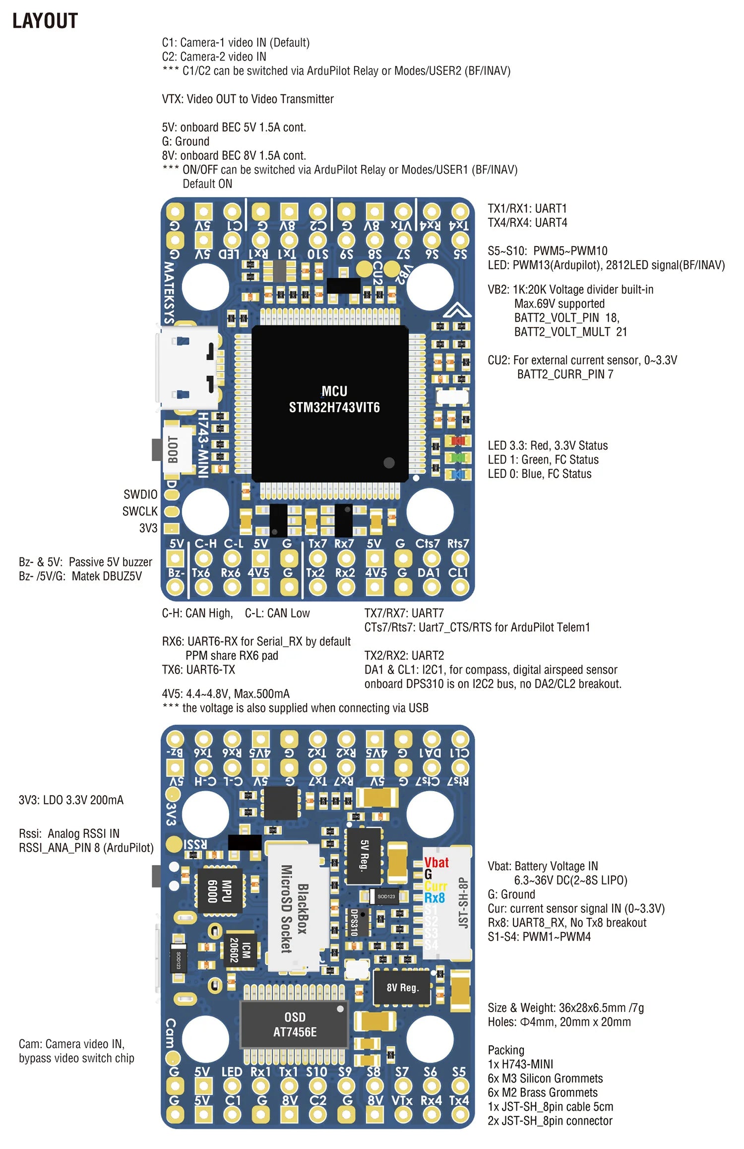 MATEK  H743-MINI V3, C1 can be switched via ArduPilot Relay or Modes/USER