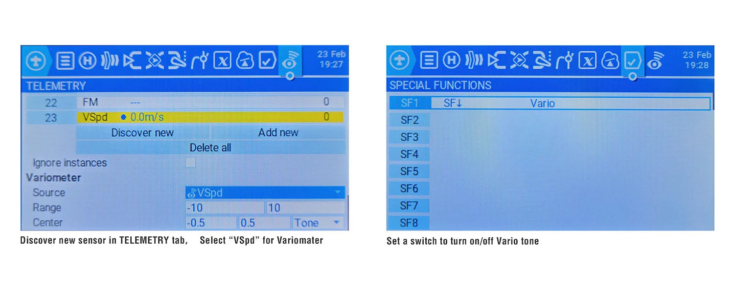 TELEMETRY SPECIAL FUNCTIONS 22 FM SF1 SFL Vario