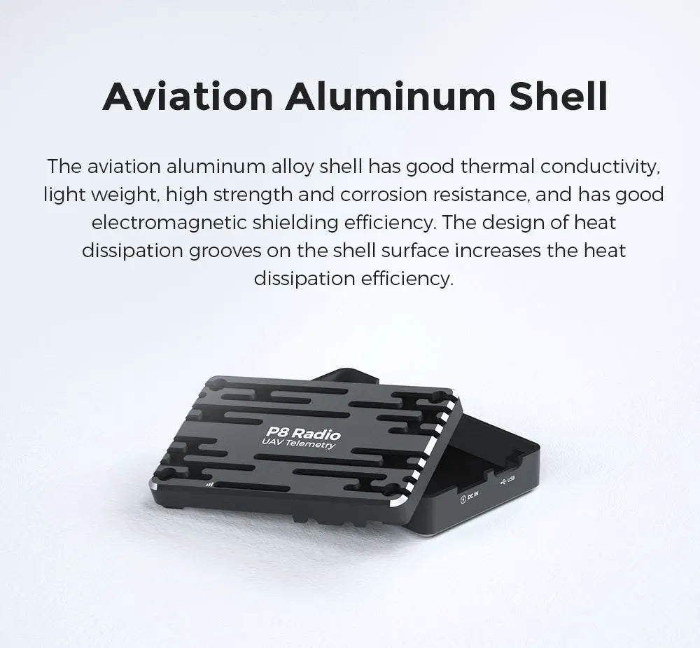 CUAV UAV P8 Radio Telemetry, the design of heat dissipation grooves on the shell surface increases the heat dis