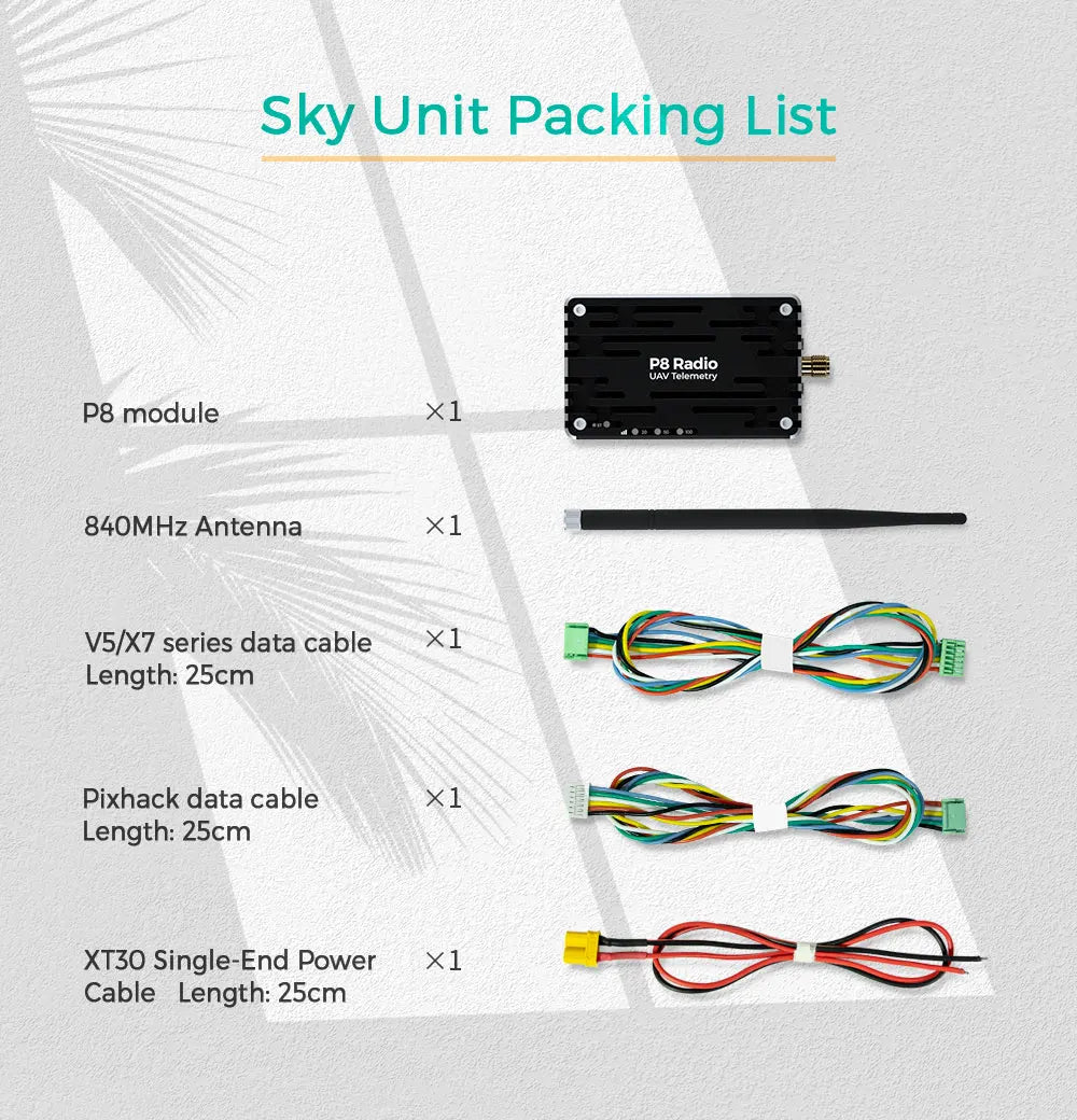 CUAV UAV P8 Radio Telemetry, Sky Unit Packing List P8 Radio Vcicntlity P8 module X