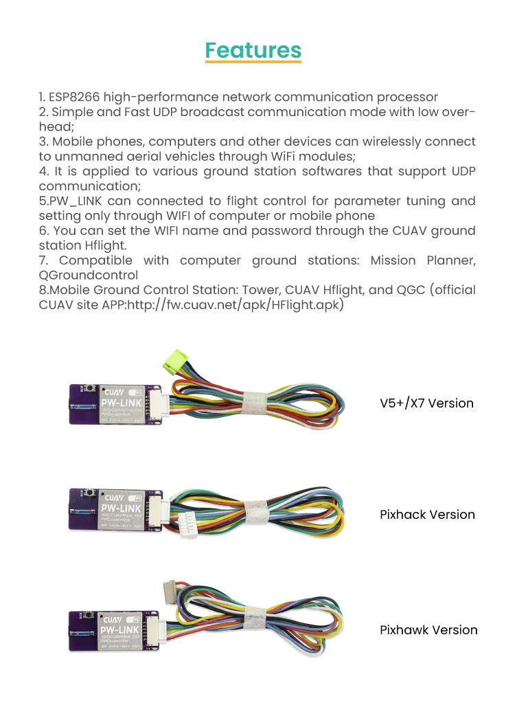 CUAV PW-LINK Wifi Telemetry, mobile phones, computers and other devices can wirelessly connect to unmanned aerial vehicles through WiFi modules
