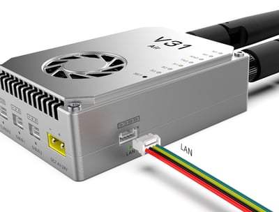 V31 datalink providing a LAN port for vidoe input and output