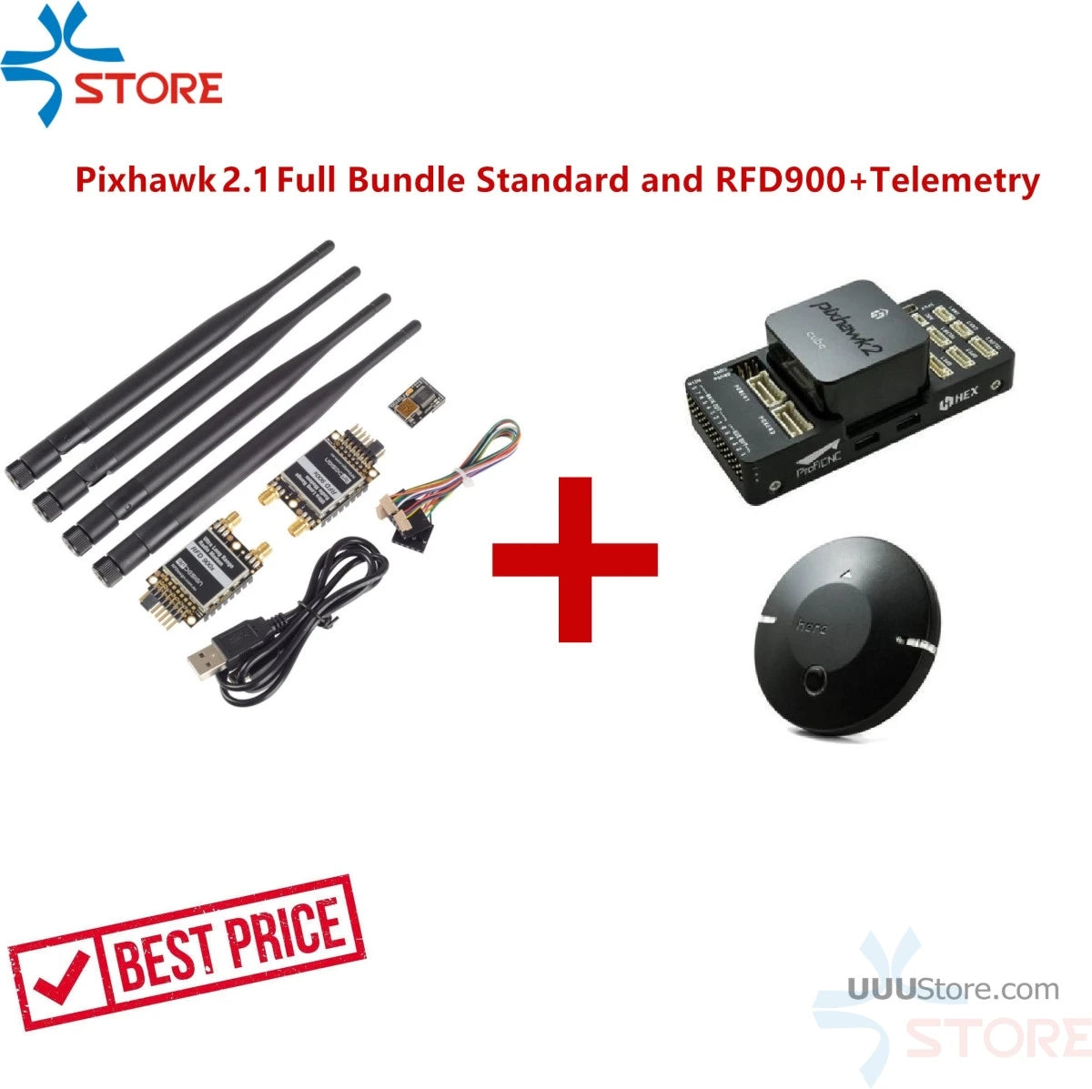 Over 40km RFD900A Telemetry, Hex Technology Pixhawk 2.1 Full Bundle Standard Carrier Board RFD900+ Telemetry Combo