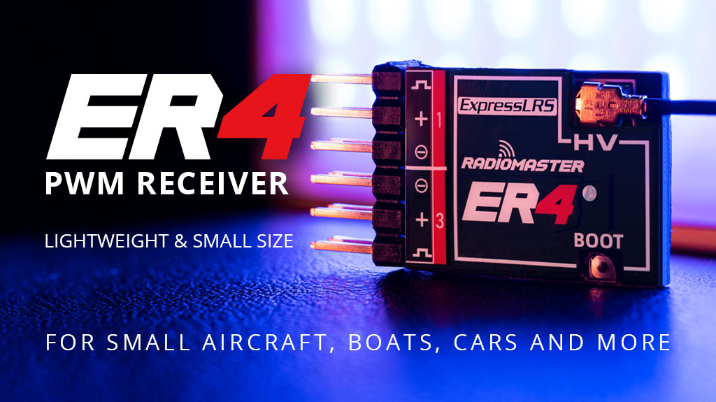 RadioMaster ER4 2.4GHz ELRS PWM Receiver, ExpressLrs ER4 AV RadioMASTER PWM RECEIVER 