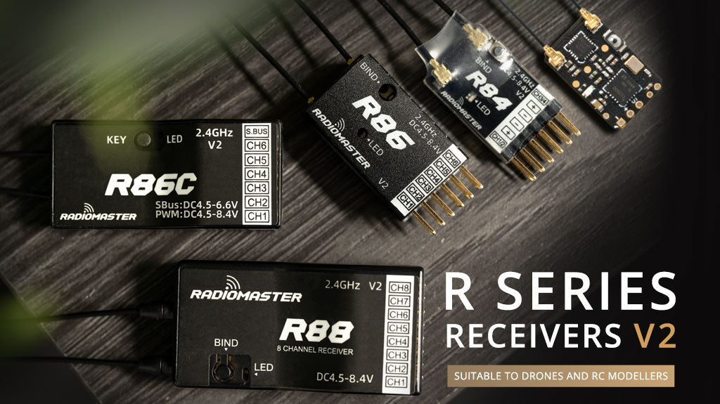 جهاز استقبال RadioMaster R84 V2 - جهاز استقبال PWM 2.4 جيجا هرتز 4 قنوات متوافق مع Frsky D8/D16، Futaba SFHSS، مناسب لنماذج الطائرات بدون طيار FPV 6 R84 V2 Receiver