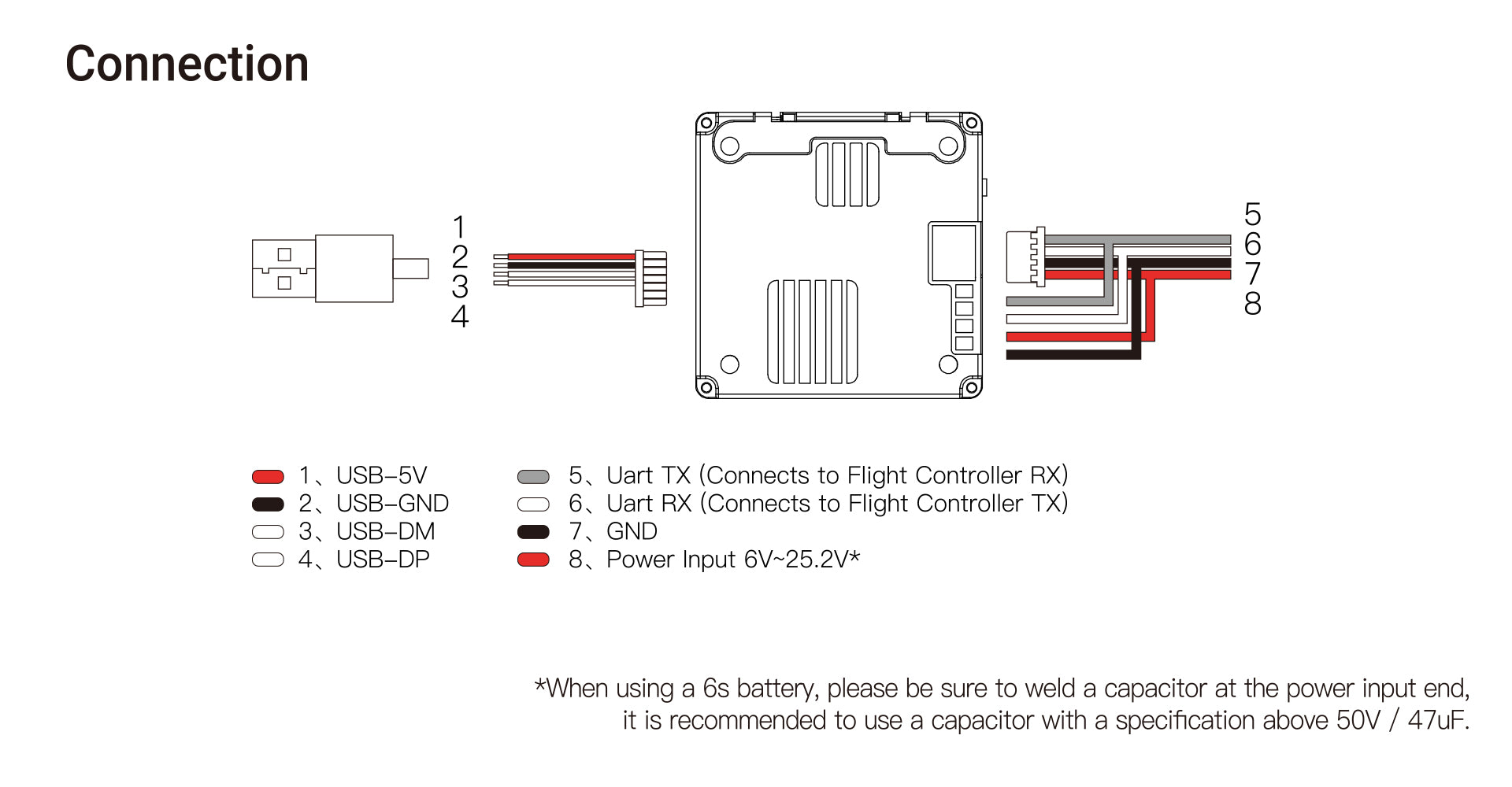 #When using a 6s battery, please be sure to weld a capacitor