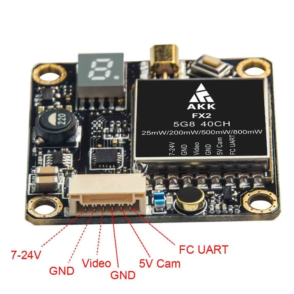 AKK FX2-ultimate/FX2 5.8 جيجا هرتز VTX - 25 ميجاوات/200 ميجاوات/600 ميجاوات/1200 ميجاوات يدعم OSD تكوين نسخة مطورة طويلة المدى 25 AKK FX2-ultimate/FX2 5.8GHz VTX, AKK FX2-ultimate 5.8GHz VTX Support OSD Configuring