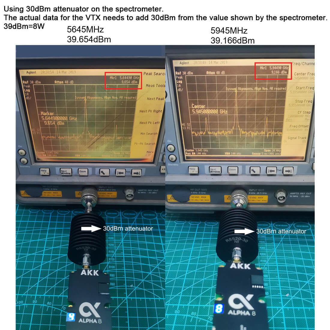 AKK Alpha 8 8W VTX, 39dBm-8W 5645MHz 5945MHz 39.654dB