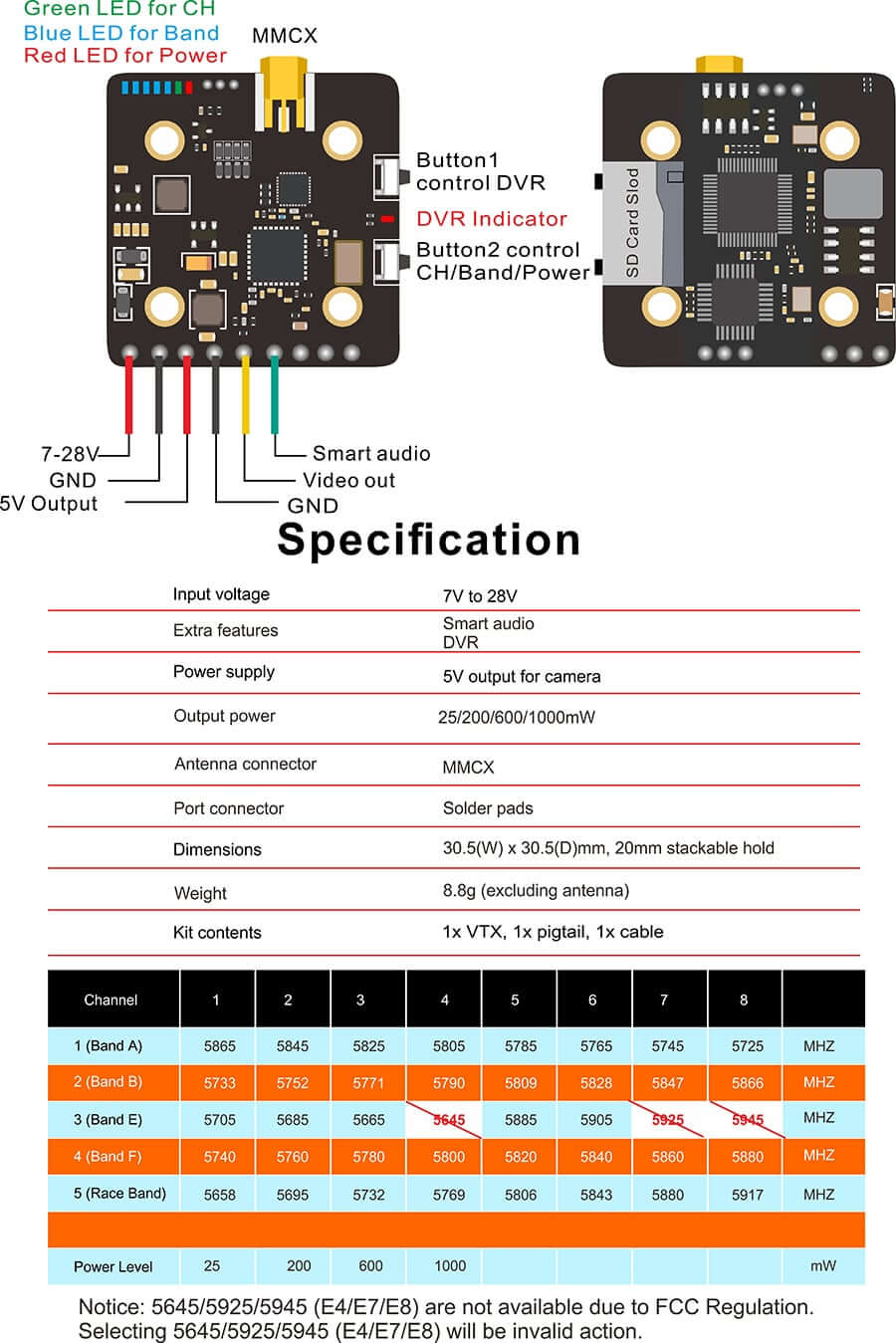 AKK FX3-Ultimate-DVR VTX, Smart Audio MMCX Video Transmitter