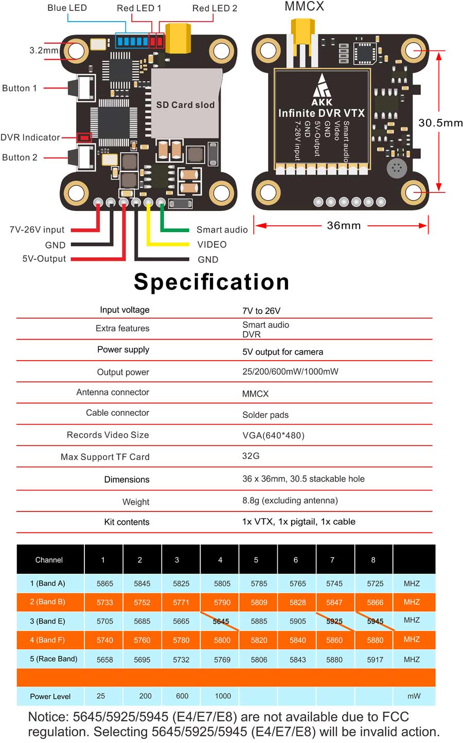 AKK Infinite DVR VTX 30.5mm DVR Indicator