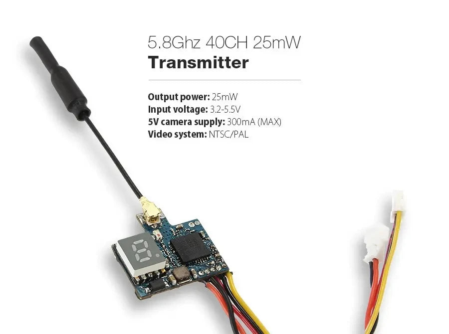 AKK VX171 VTX, 5.8Ghz 4OCH 25mw Transmitter Output power: 25