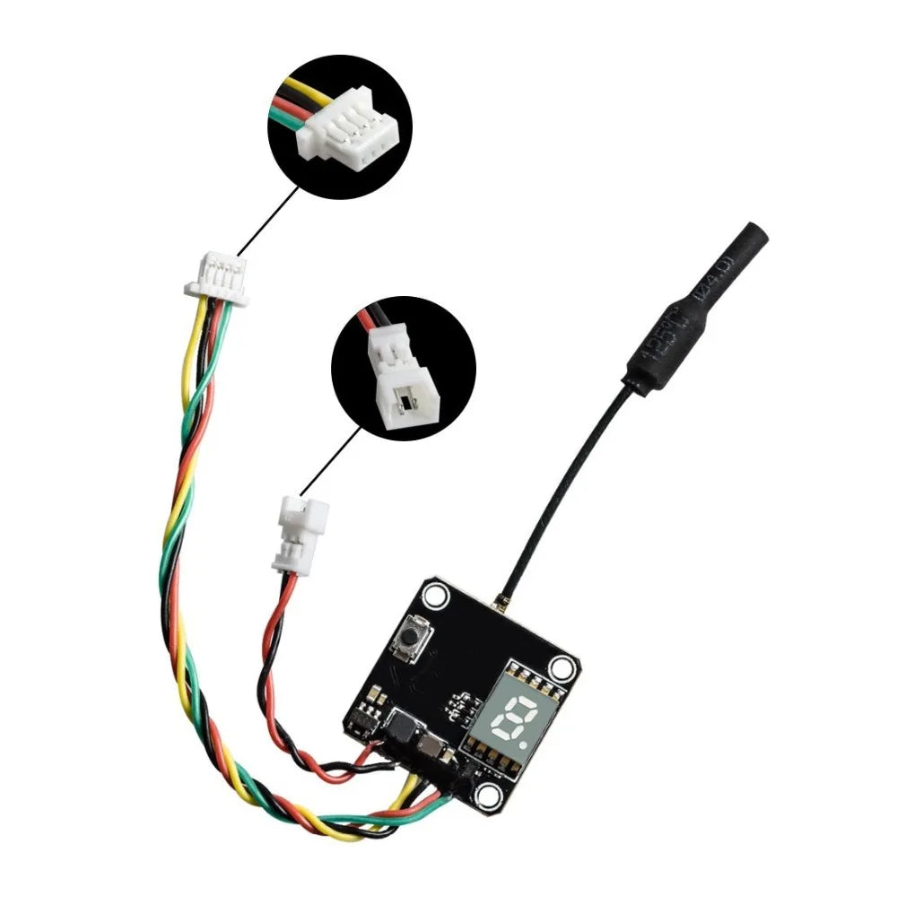 AKK NANo3/X5 VTX, product features: 25mW and 200mW switchable One button frequency and power setup OS