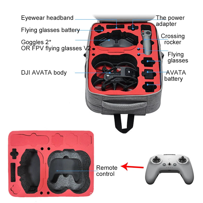 حقيبة ظهر DJI Avata - حقيبة تخزين نظارات الطيران لحقيبة تخزين التحكم عن بعد DJI Avata 13 For DJI Avata Backpack, eyewear headband The power adapter Flying glasses battery Crossing Goggles 2*