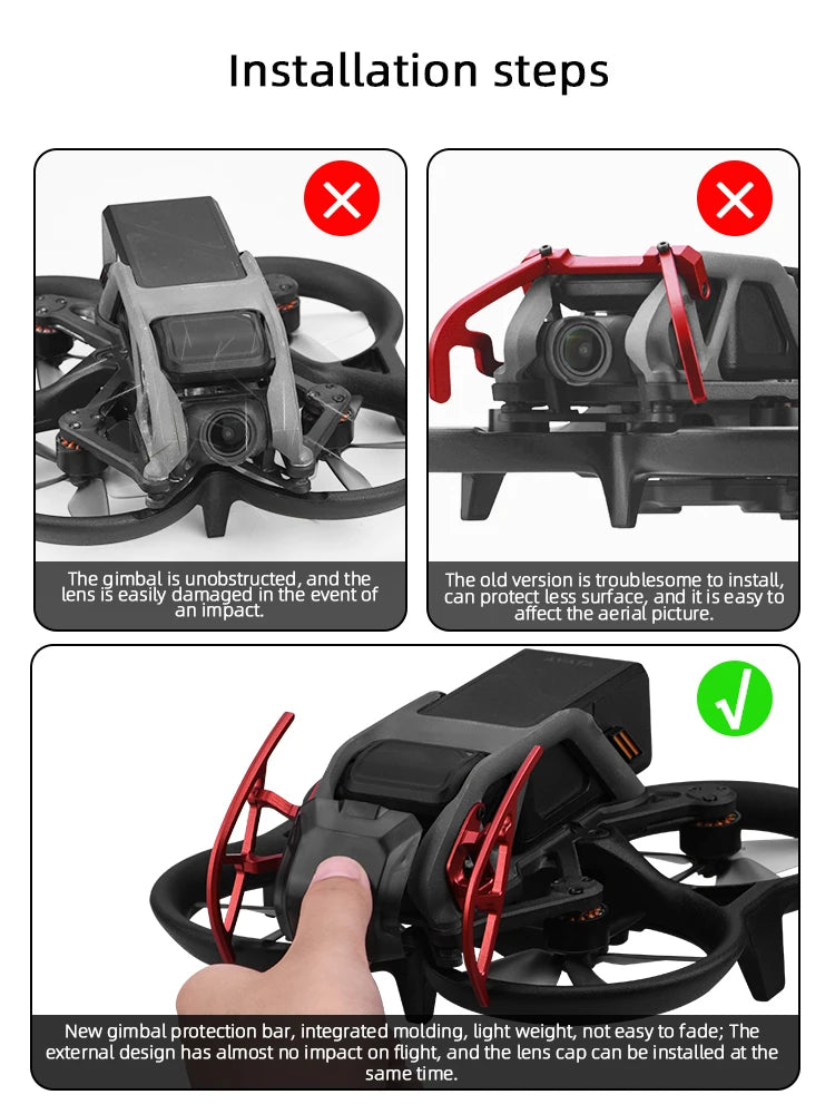 Gimbal Camera Anti-collision Bar for DJI Avata Combo Drone, old version is troublesome t0 install lens i5 easily daragecti
