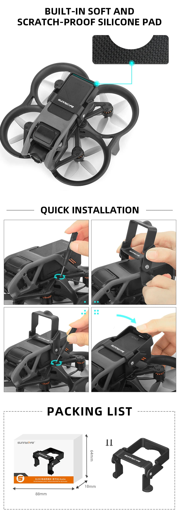 Battery Anti-release Buckle, 0c50bi erkd MFDJI Avato 18mm