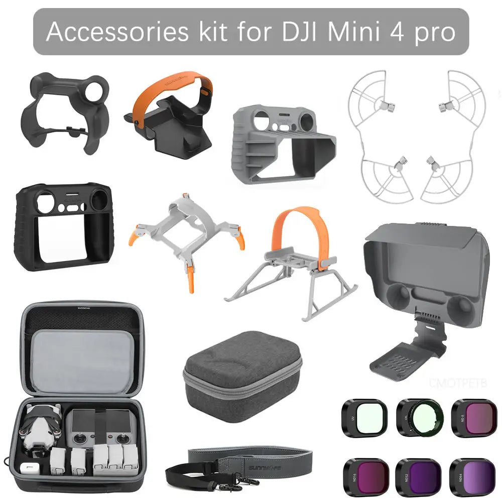 مجموعة الملحقات لـ DJI Mini 4 Pro - غطاء عدسة معدات الهبوط، غطاء حماية المروحة، حامل قفص مرشح RC 2، حقيبة غطاء من السيليكون لوحدة التحكم 2 Accessories Kit for DJI Mini 4 Pro, DJI Mini 4 pro Accessories Size : 10*5*5 Weight : 35g