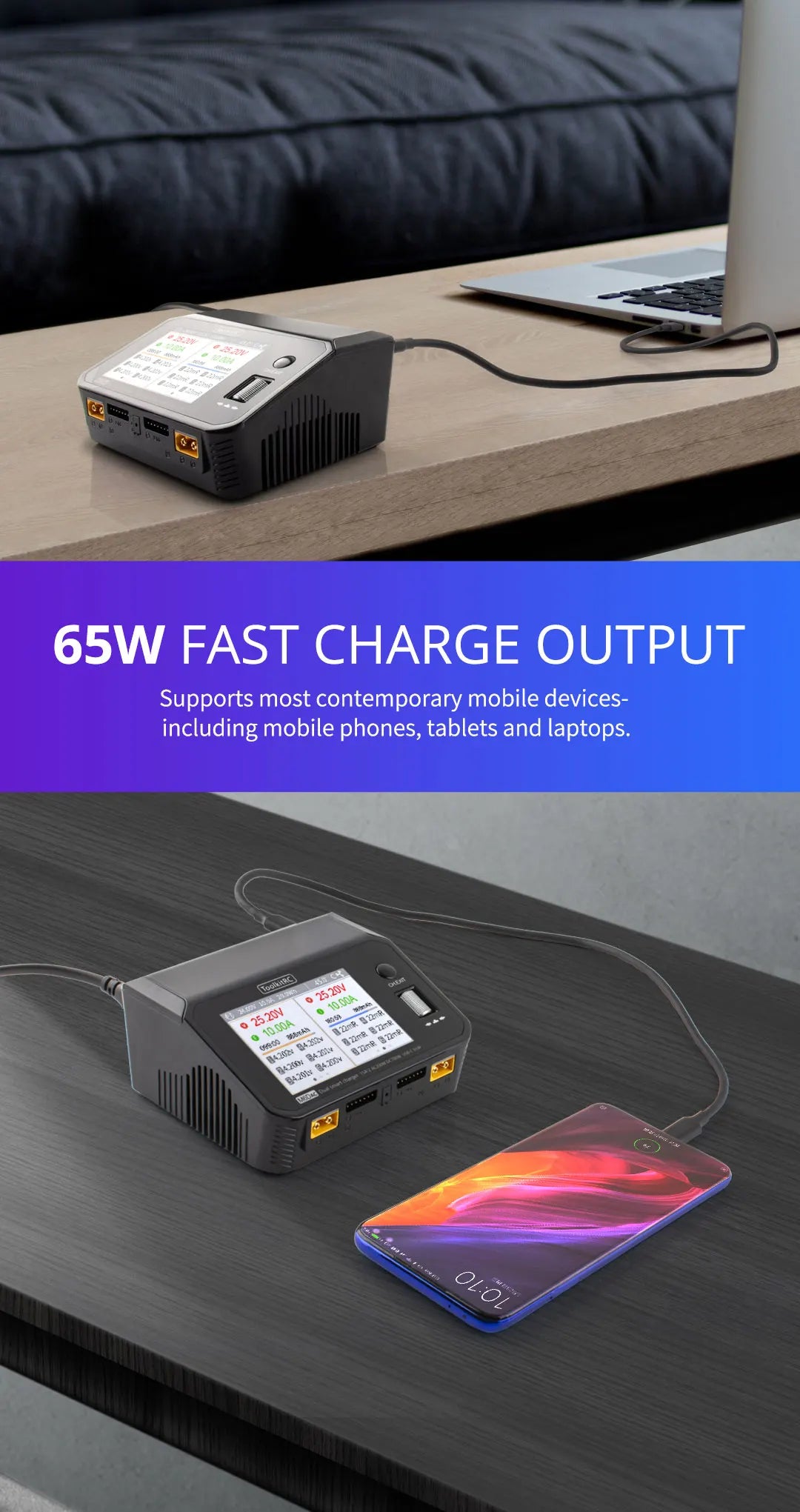 ToolkitRC M6DAC Charger, Supports most contemporary mobile devices- including mobile phones, tablets and laptops .
