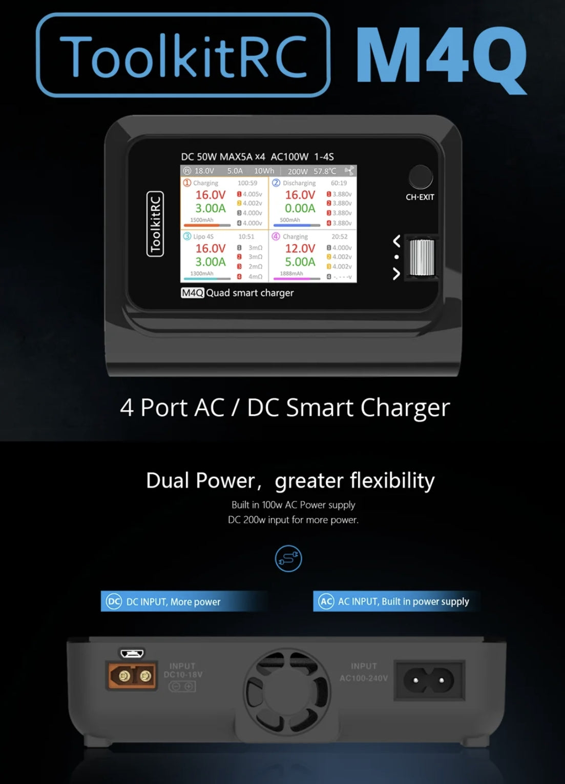 ToolkitRC M4Q Drone Charger, sdonan s0omah 1 Dooy 8804 Lip