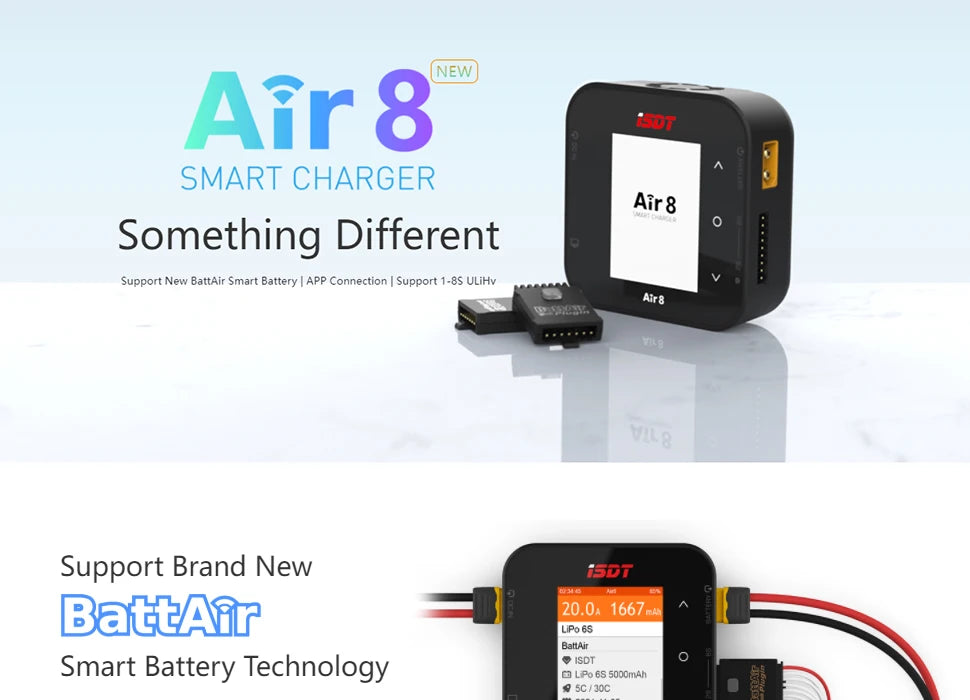 ISDT Air8  Charger, 6307 BattAir 20.0. 1667 LiPo 65 BabAir ISDT