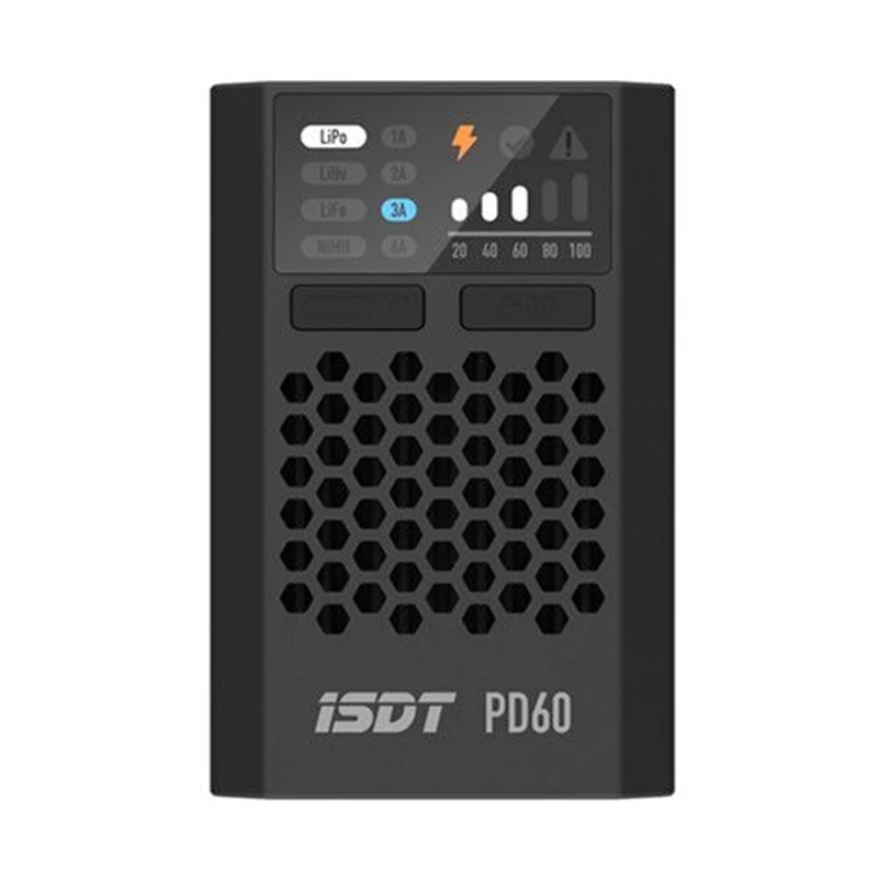 شاحن ISDT PD60 - شاحن توازن البطارية 60 وات 6 أمبير من النوع C لإدخال 1-4S Lipo LiHV LiFe NIMH/Cd لشاحن الطائرة بدون طيار Rc Fpv Racing 4