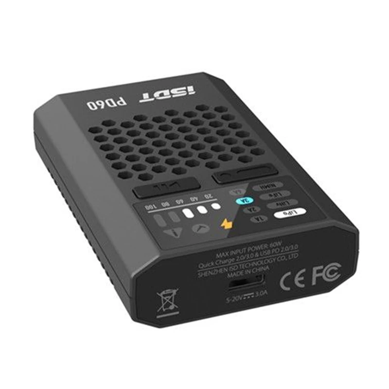 شاحن ISDT PD60 - شاحن توازن البطارية 60 وات 6 أمبير من النوع C لإدخال 1-4S Lipo LiHV LiFe NIMH/Cd لشاحن الطائرة بدون طيار Rc Fpv Racing 5