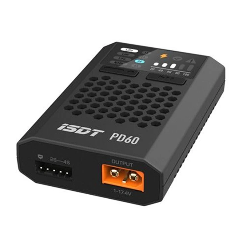 شاحن ISDT PD60 - شاحن توازن البطارية 60 وات 6 أمبير من النوع C لإدخال 1-4S Lipo LiHV LiFe NIMH/Cd لشاحن الطائرة بدون طيار Rc Fpv Racing 6