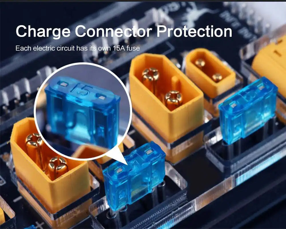 HGLRC Thor PRO LIPO Battery Balance Charger Board, Charge Connector Protection Each electric circuit has its own 15A