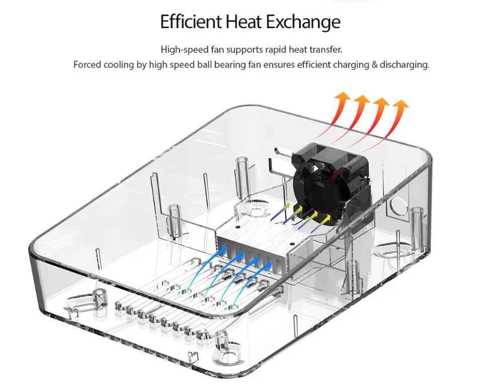 ISDT C4 EVO Smart Battery Charger, Efficient Heat Exchange High-speed ball bearing fan supports rapid heat transfer: Forced cooling