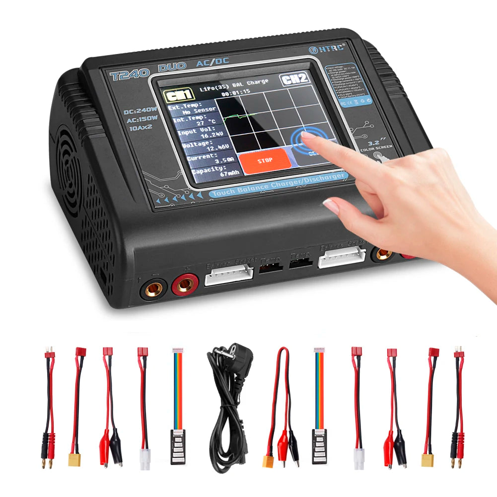 HTRC T240 Duo Lipo Charger, Ekt dcz4ow Bensor Ac-Isow Int