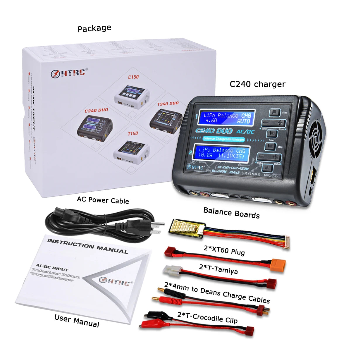 HTRC T240 Duo Lipo Charger, 4TRc c15O C240 charger T240 DUO C2L0