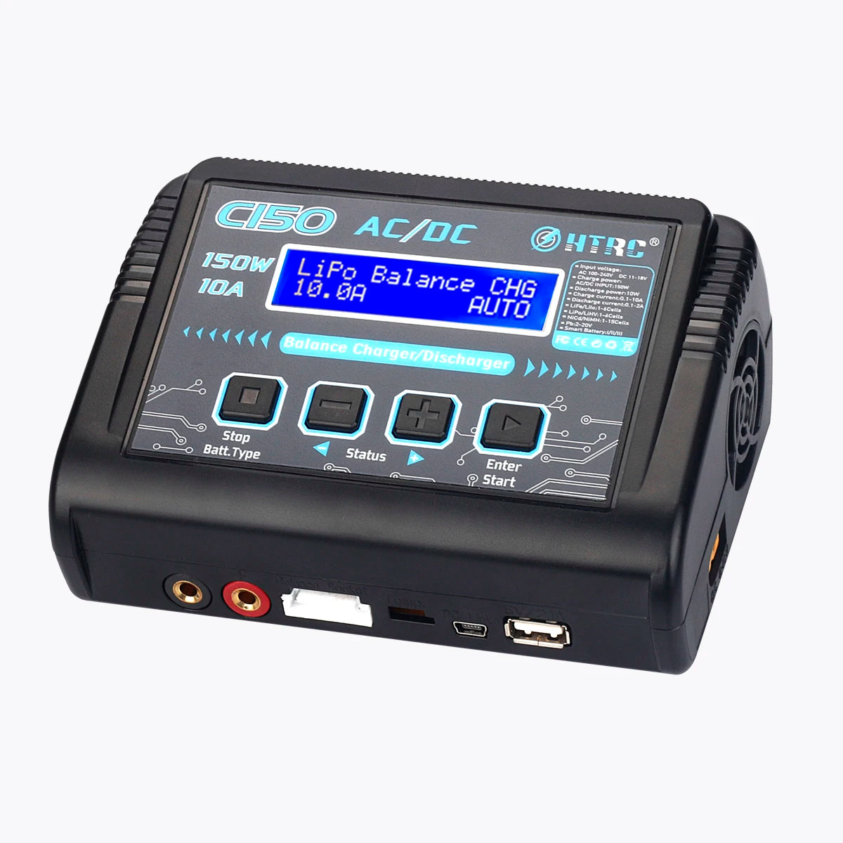 HTRC T240 Duo Lipo Charger, C50 Ac/DC ISOw crooe Ded 10.OA CHG Dhar