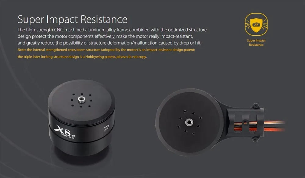 hobbywing  X8 Power System, ccw with and X8: super impact-resistant design protect the motor components