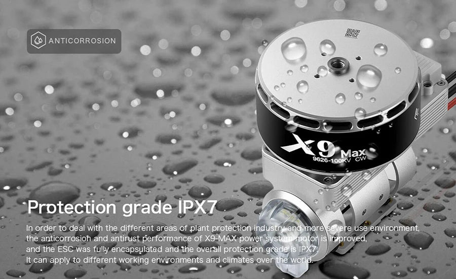 Hobbywing X9 MAX Power system - 9626 100KV motor D45mm 15kg for 20L 25L Multirotor Agriculture Spraying Drone 41 Hobbywing X9 MAX Power system - 9626 100KV motor, Hobbywing X9 MAX Power system, anticorrosioh and antirust performance of X9-MAX power Sy
