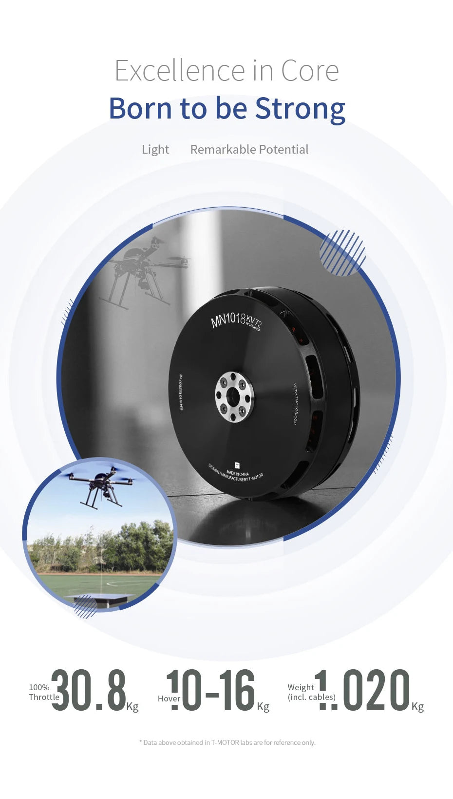 محرك T-MOTOR MN1018 KV72 بدون فرش - أقصى قوة دفع 30 كجم رفع ثقيل من جميع الجوانب، يمكن أن يطير بدون خوف مناسب للطائرات بدون طيار الزراعية 13 T-MOTOR, MM1O1kvz 230.8 100% 40-16 Wecghables