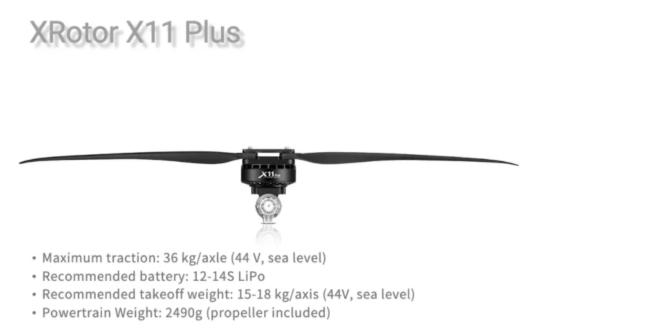 محرك Hobbywing XRotor X11 PLUS - قوة 14S لحماية النباتات أقصى سحب 37 كجم مع مروحة 4314 لطائرة الرش الزراعية بدون طيار 20 Hobbywing XRotor X11 PLUS Motor, XRotor X11 Plus Maximum traction: 36 kg/ax