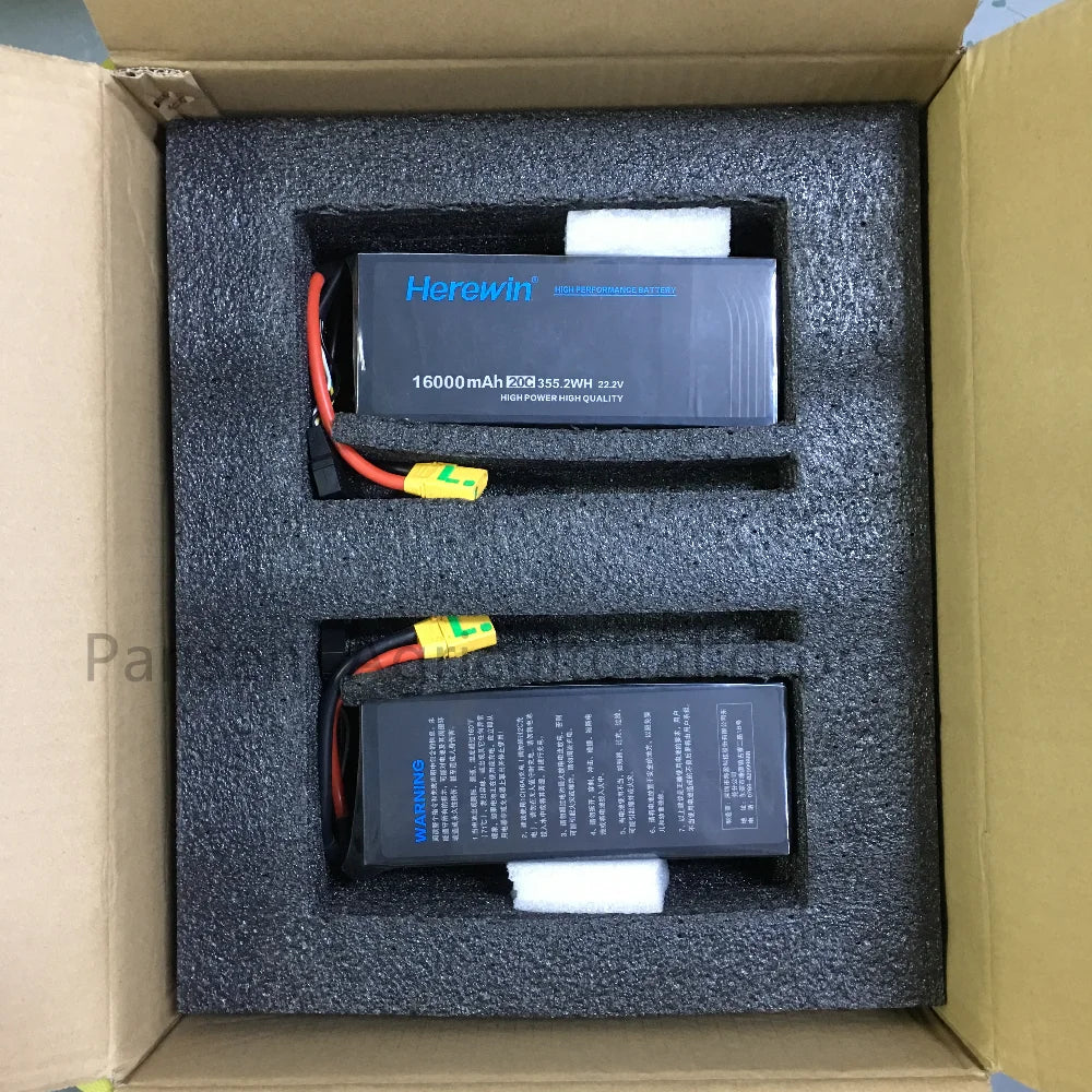 بطارية ليبو Herewin 16000mah 6s 22.2v 20C - بطارية بدون طيار للزراعة يمكن استخدامها بشكل مستمر، عمر طويل لن ينفجر 30 Herewin 16000mah 6s 22.2v 20C Lipo Battery, "Herwin" Higi PerFOrMaR Ce Batte;y 16000