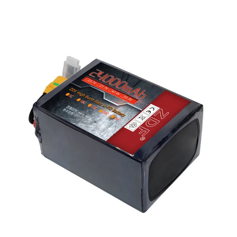 ZDF قدرة عالية 6S 7S 12S 14S 22S 23.7V 27.7V 47.4V 55.3V 18000mah 20000mah 24000mah الحالة الصلبة بطارية عالية الكثافة للطائرات بدون طيار الزراعة بطارية بدون طيار 11 leave us message and tell us what plug you want .