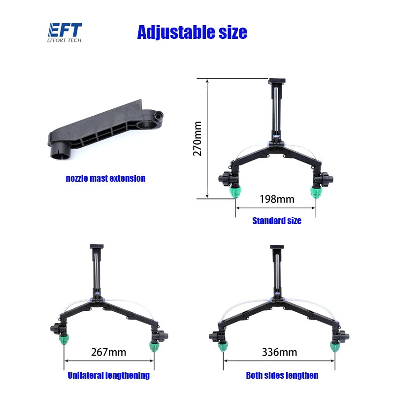 EFT Agricultural Drone Y Double Nozzle, IEeFT Adjustable size FFFORT TECH I nozzle mast extension 