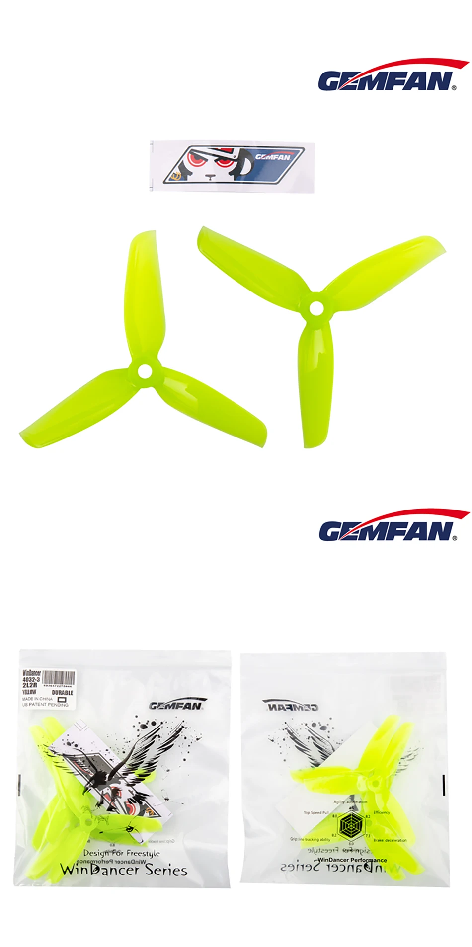 8/12Pairs Gemfan WinDancer 4032-Blade Propeller - PC 4inch CW/CCW FPV Propers for RC FPV 4quot؛ سباق الطائرة بدون طيار كوادكوبتر الأصلي 58
