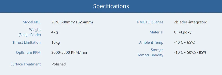 T-Motor CF Prop P20 * 6 Prop - 2 قطعة / زوج 100٪ مروحة من ألياف الكربون للطائرات بدون طيار التجارية UAV U7 P60 MN601S MN605S Motor 12
