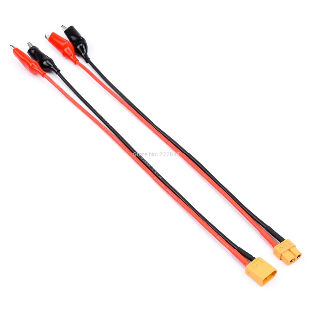 FPV Drone Charger Cable - Universal Charger Cable XT60 Male / Female to Crocodile Clip Conector Plug 14Awg Wire Cable 15 t