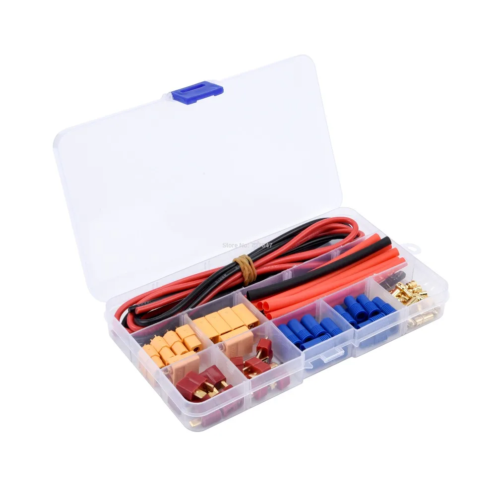 Drone Battery Connector - Deans T Plug EC3 XT60 Male / Female Connector 14AWG Silicone Wire Heat Shrink Tubes for RC FPV Drone Car Lipo Battery 14