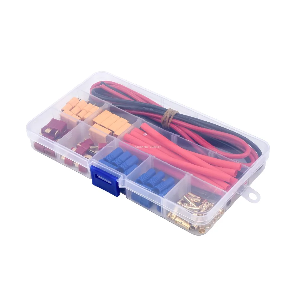 Drone Battery Connector - Deans T Plug EC3 XT60 Male / Female Connector 14AWG Silicone Wire Heat Shrink Tubes for RC FPV Drone Car Lipo Battery 15
