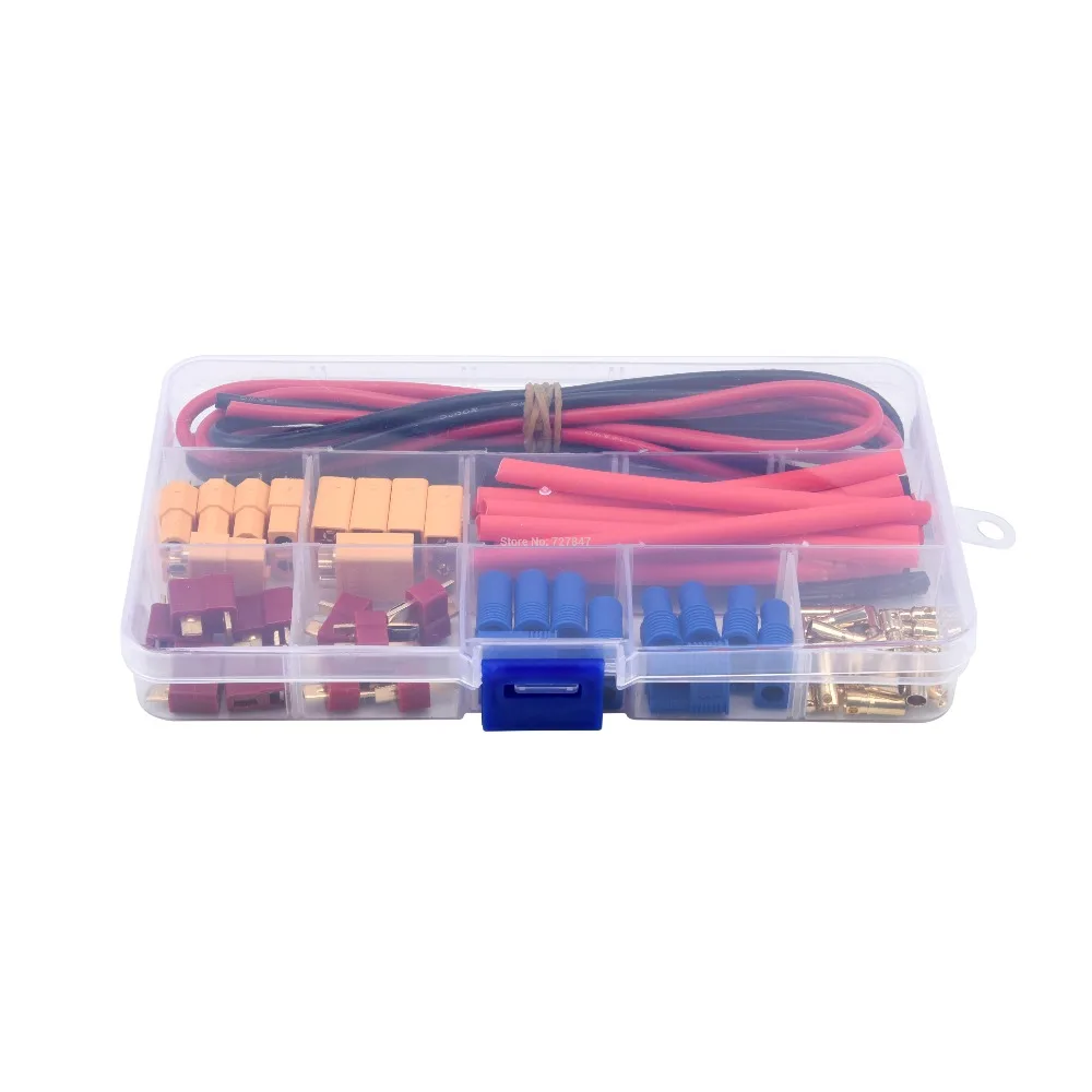 Drone Battery Connector - Deans T Plug EC3 XT60 Male / Female Connector 14AWG Silicone Wire Heat Shrink Tubes for RC FPV Drone Car Lipo Battery 16