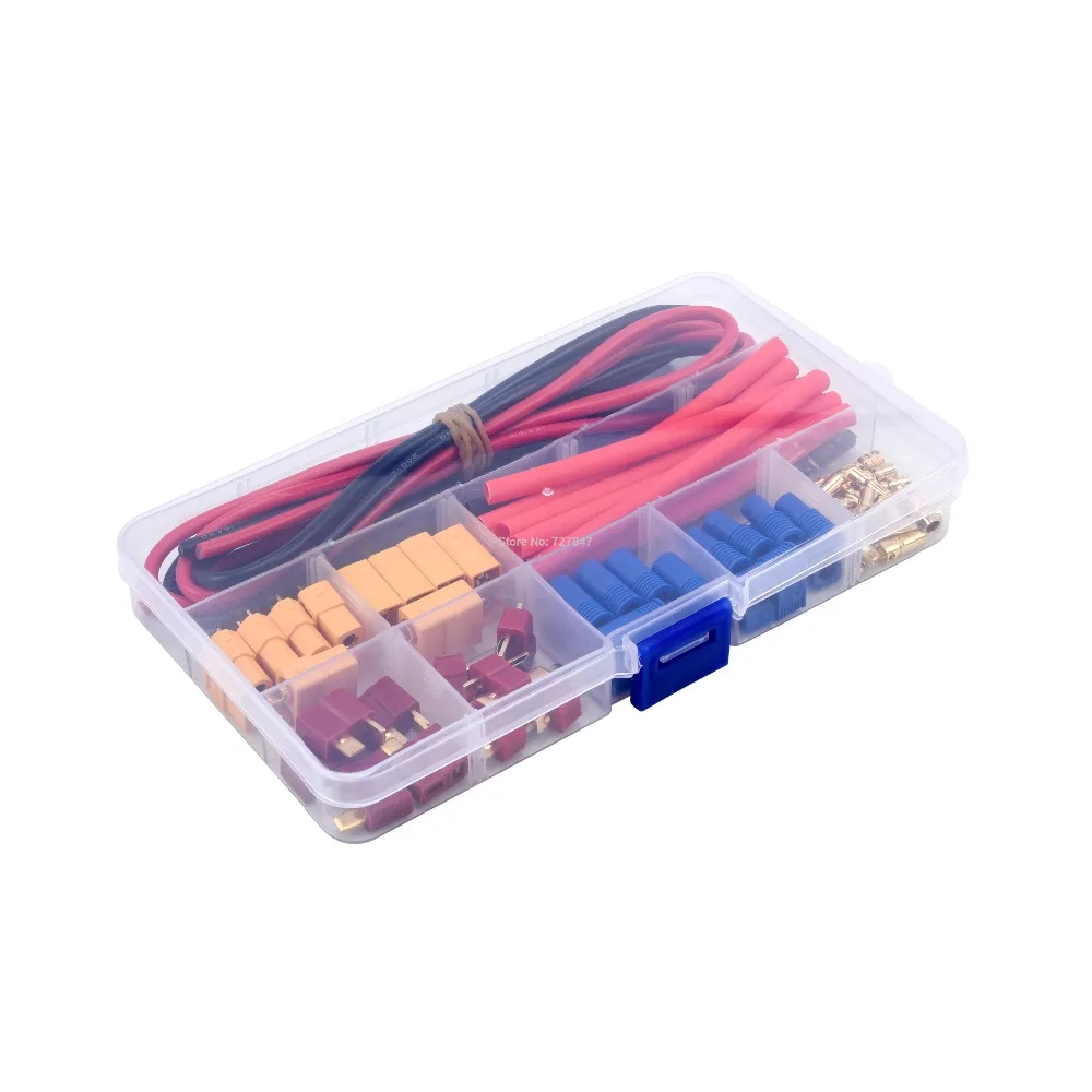 Drone Battery Connector - Deans T Plug EC3 XT60 Male / Female Connector 14AWG Silicone Wire Heat Shrink Tubes for RC FPV Drone Car Lipo Battery 17